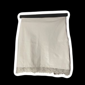 FASHION NOVA - NEW W/ TAGS - FAUX LEATHER WHITE MINI SKIRT W LACE TRIM SZE: M